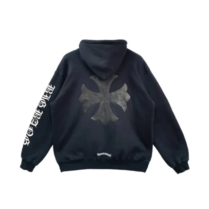 Chrome Hearts Big Bang Leather Cross Patch Pull Over Hoodie