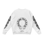 Chrome Hearts Horseshoe Floral Sleeves White Crewneck Sweatshirt