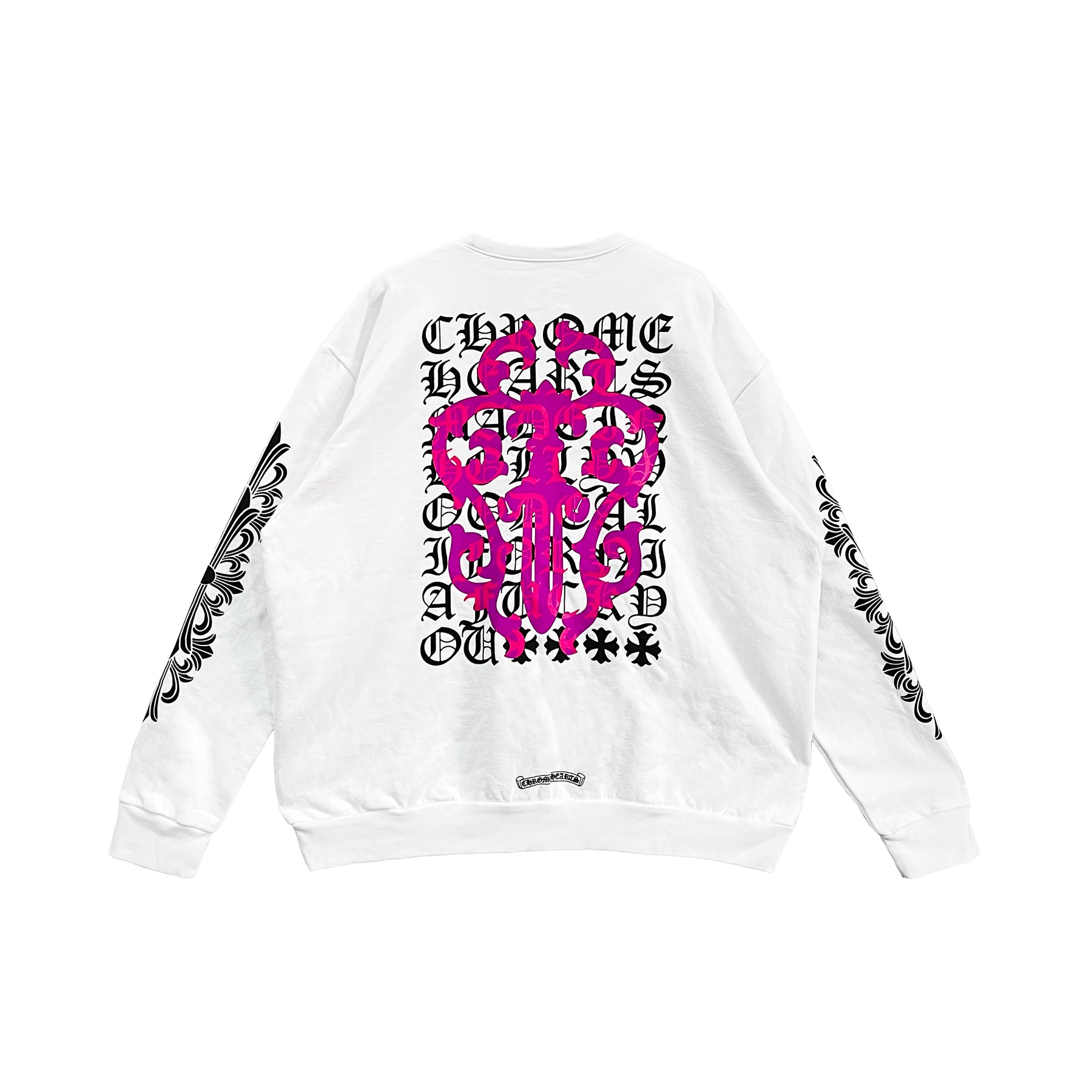 69.jpg Chrome Hearts Pink Dagger Script Logo Sweatshirt - Image 1