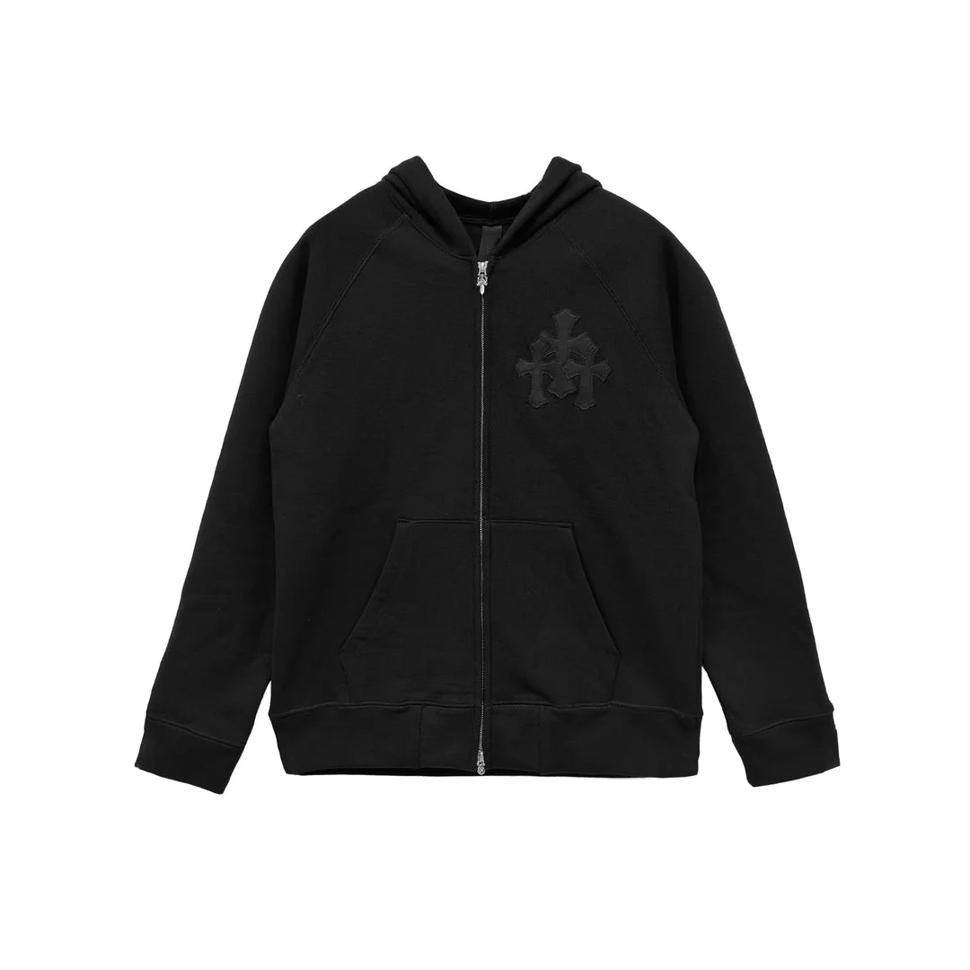 Chrome Hearts Black Triple Cross Logo Zip Up Hoodie Chrome Hearts Black Triple Cross Logo Zip Up Hoodie