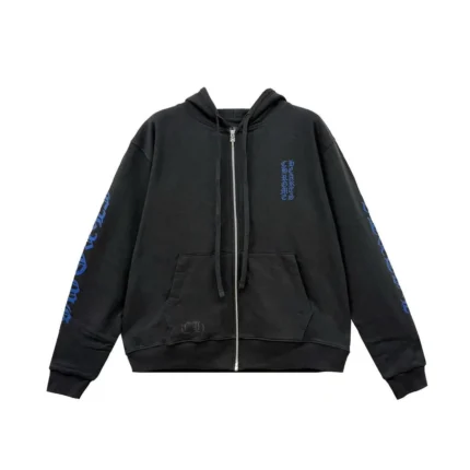 Chrome Hearts Blue Script Thermal Zip Up Hoodie