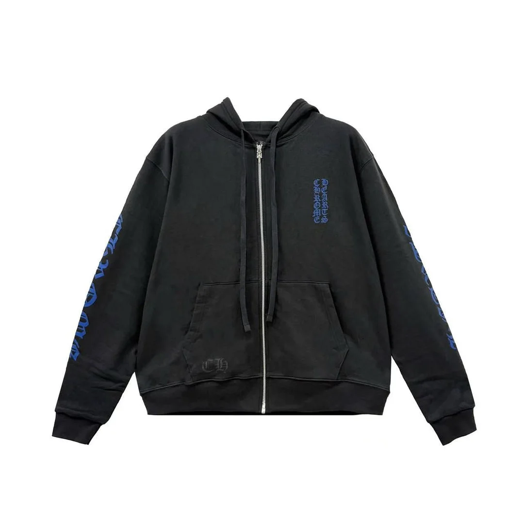 Chrome Hearts Blue Script Thermal Zip Up Hoodie Chrome Hearts Blue Script Thermal Zip Up Hoodie