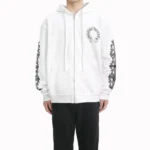 Chrome Hearts Horseshoe Floral Sleeve Fleece Zip Up Hoodie