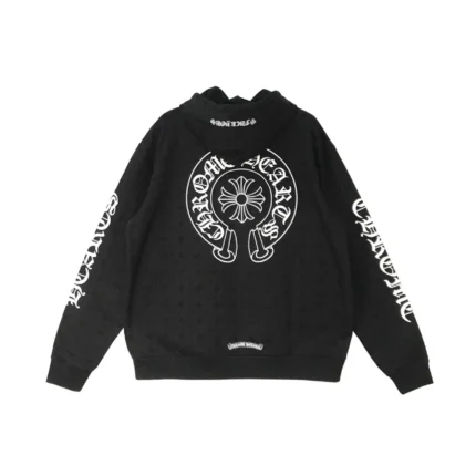Chrome Hearts Black Tonal Monogram Horseshoe Logo Hoodie