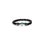 Chrome Hearts 6mm Obsidian Silver Cross Beaded Bracelet