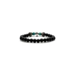 Chrome Hearts 6mm Obsidian Silver Cross Beaded Bracelet