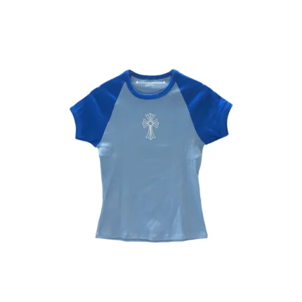 Chrome Hearts Baby Blue Cropped Short Sleeve T-Shirt