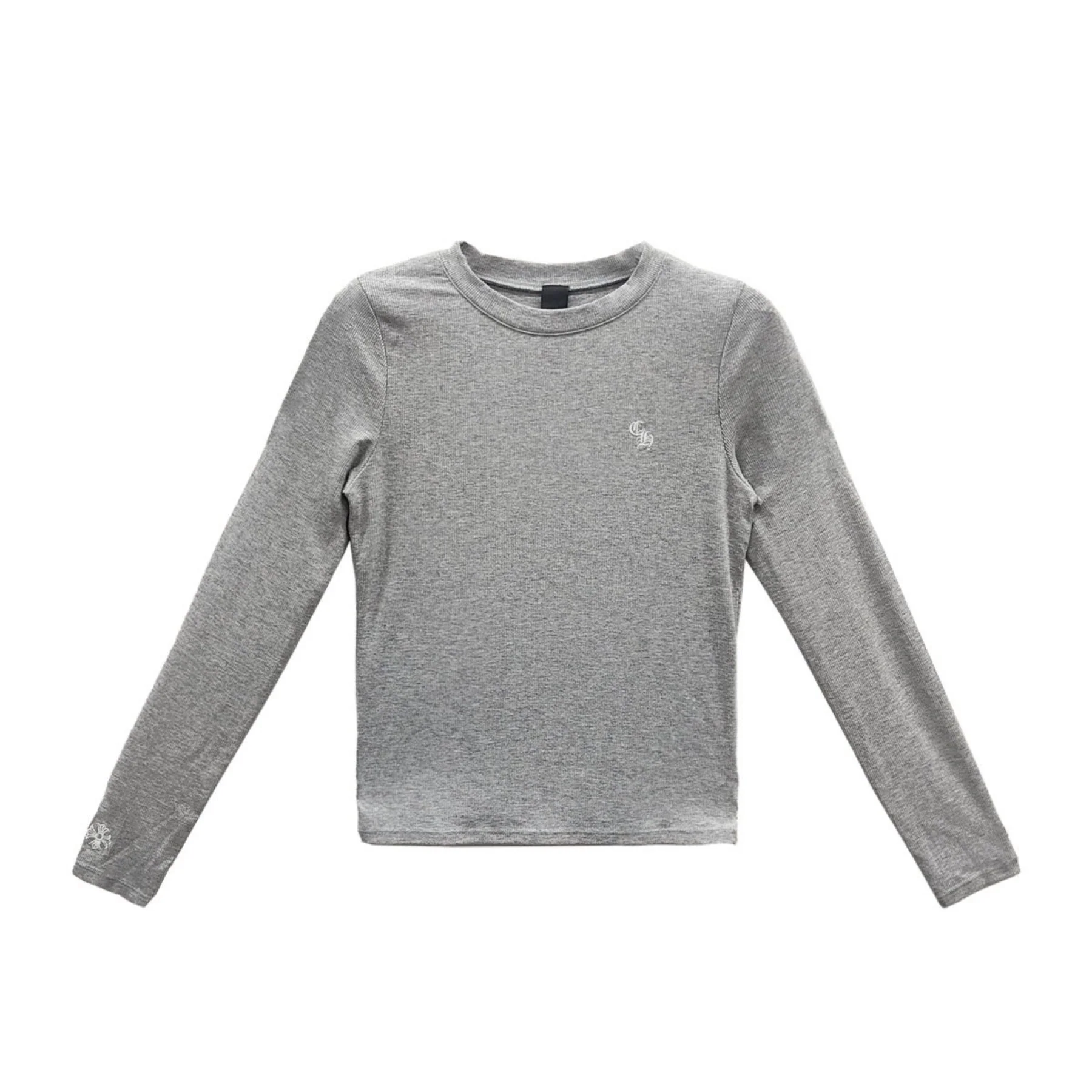 Chrome Hearts Bad Seed CH Embroidered Grey Long Sleeve T-shirt Chrome Hearts Bad Seed CH Embroidered Grey Long Sleeve T-shirt