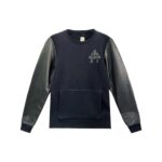 Chrome Hearts Black Leather Cross Leather Sleeve Sweatshirt