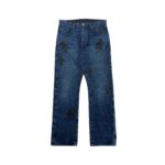 Chrome Hearts Black Leather Cross Patch Jeans