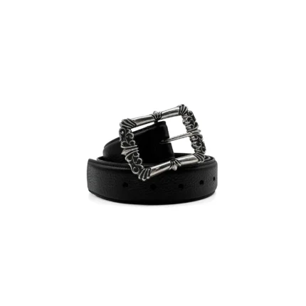 Chrome Hearts Black Leather Filigree Belt