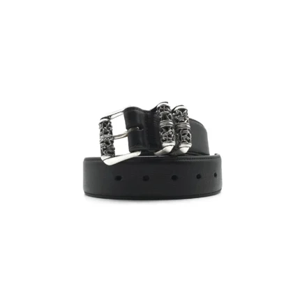 Chrome Hearts Black Leather Roller Belt