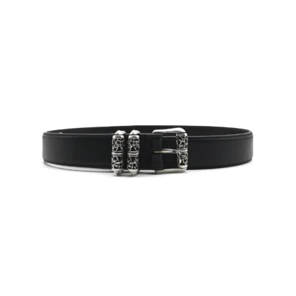 Chrome Hearts Black Leather Roller Belt