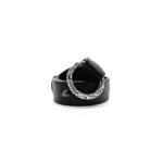 Chrome Hearts Black Leather Scroll Ring Belt