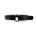 Chrome Hearts Black Leather Scroll Ring Belt
