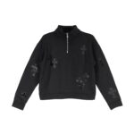 Chrome Hearts Black Patent Leather Cross Half Zip Sweatshirt