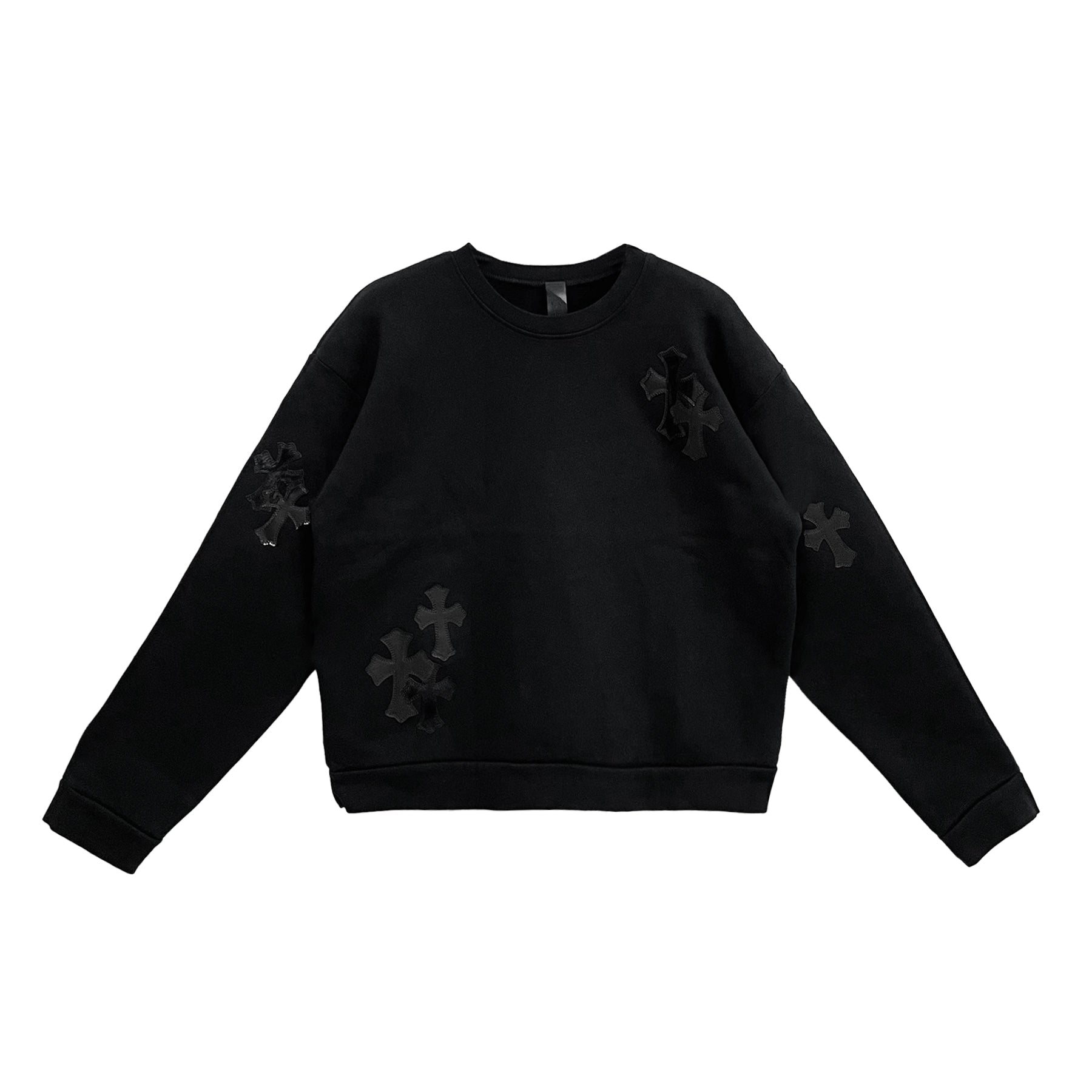 chrome-hearts-black-pony-hair-patent-leather-cross-sweatshirt-2692416.jpg Chrome Hearts Black Pony Hair Patent Leather Cross Sweatshirt - Image 1
