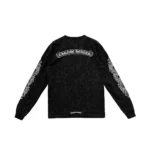 Chrome Hearts Black Tonal Monogram Scroll Horseshoe Logo Long Sleeve Tee
