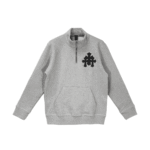 Chrome Hearts Black Triple Cross Half Zip Grey Sweatshirt