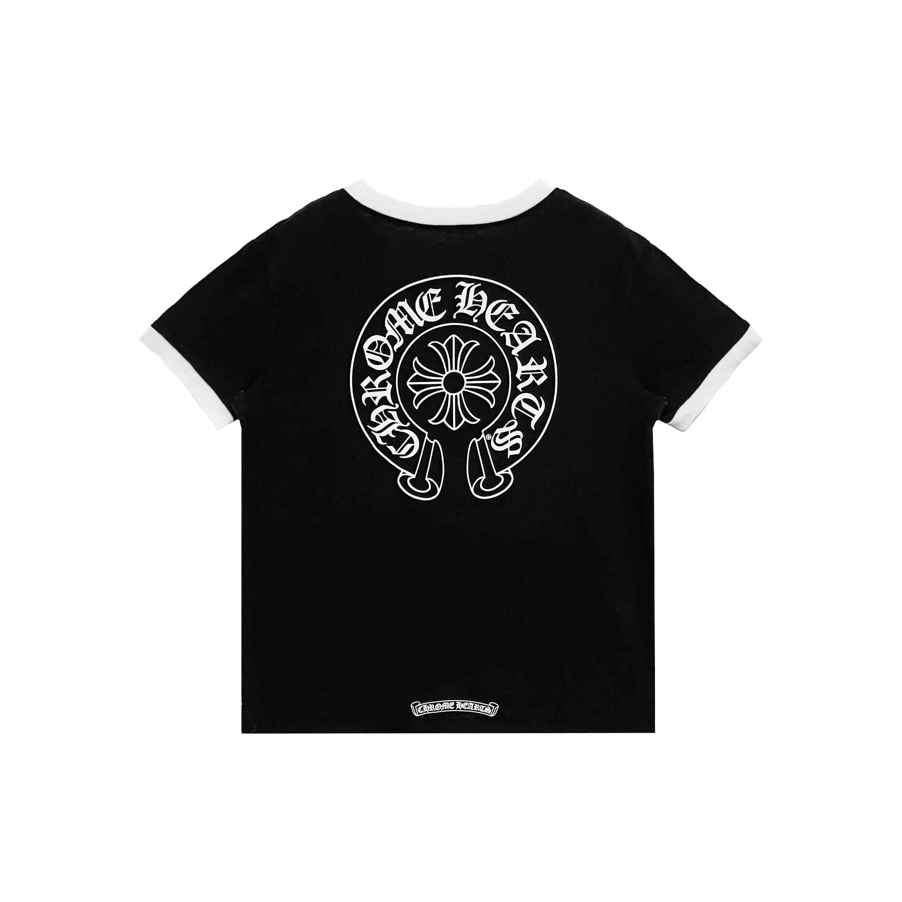Chrome Hearts Black&White Horseshoe Logo Short Sleeve Tee Chrome Hearts Black&White Horseshoe Logo Short Sleeve Tee