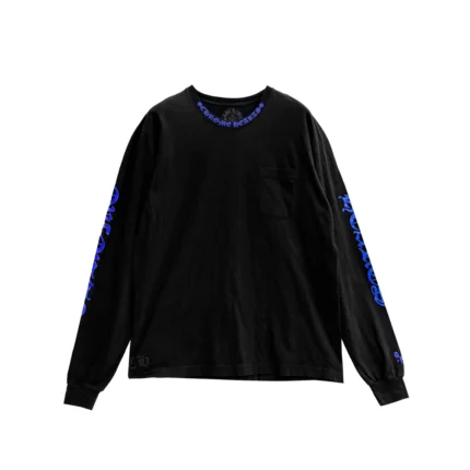 Chrome Hearts Blue 1988 Neck Logo Long Sleeve T-Shirt Tee
