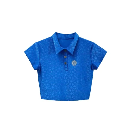 Chrome Hearts Blue Cross Pattern Polo Tee