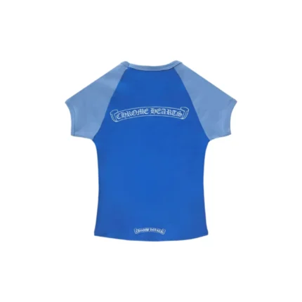 Chrome Hearts Blue Scroll Logo Cropped Short Sleeve T-Shirt