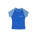 Chrome Hearts Blue Scroll Logo Cropped Short Sleeve T-Shirt