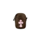 Chrome Hearts Brown Leather Cross Patch Airpod Micro Take Wallet