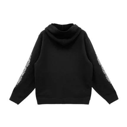 Chrome Hearts Cashmere Embroidered Floral Sleeve Black Zip Up Hoodie