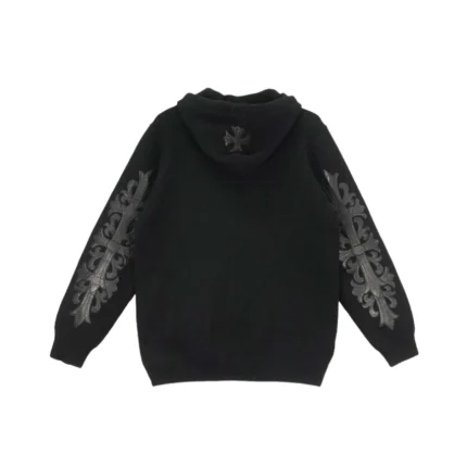 Chrome Hearts Cashmere Leather Cross Logo Hoodie