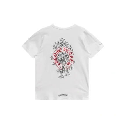Chrome Hearts Cemetery Cross Red Horseshoe Short Sleeve T-Shirt Tee