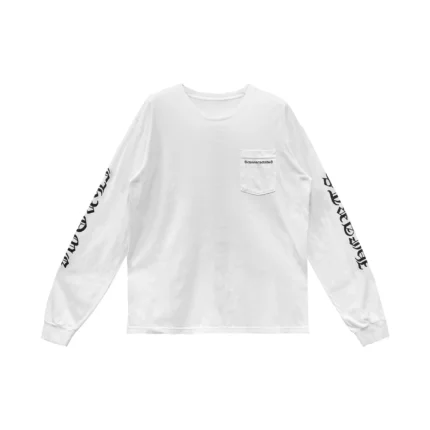 Chrome Hearts Cemetery Cross Tire Tracks White Long Sleeve T-Shirt