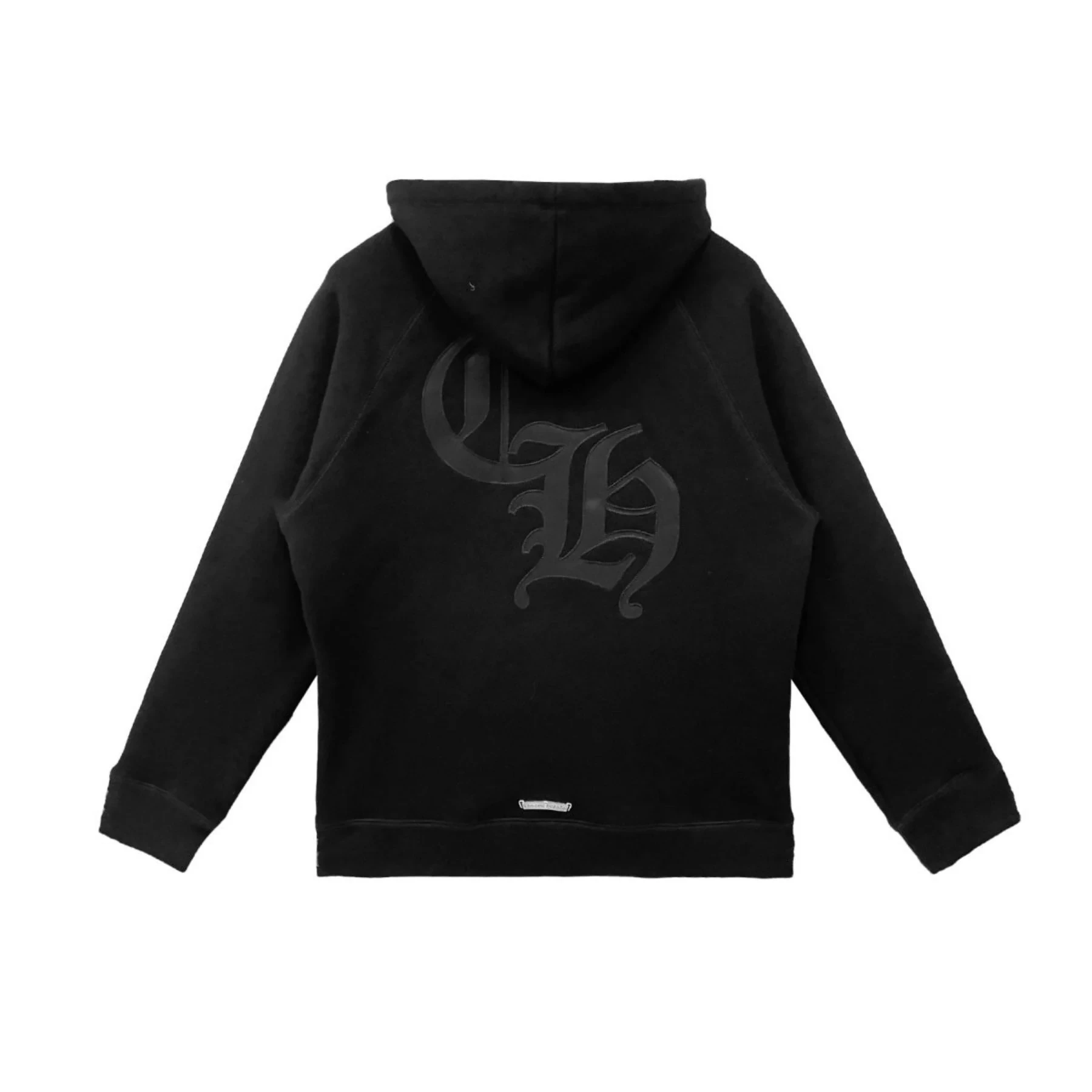 Chrome Hearts CH Logo Cross Leather Patch Black Pullover Hoodie Chrome Hearts CH Logo Cross Leather Patch Black Pullover Hoodie
