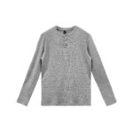 Chrome Hearts CH Logo Waffle Thermal Grey Long Sleeve Henley Shirt