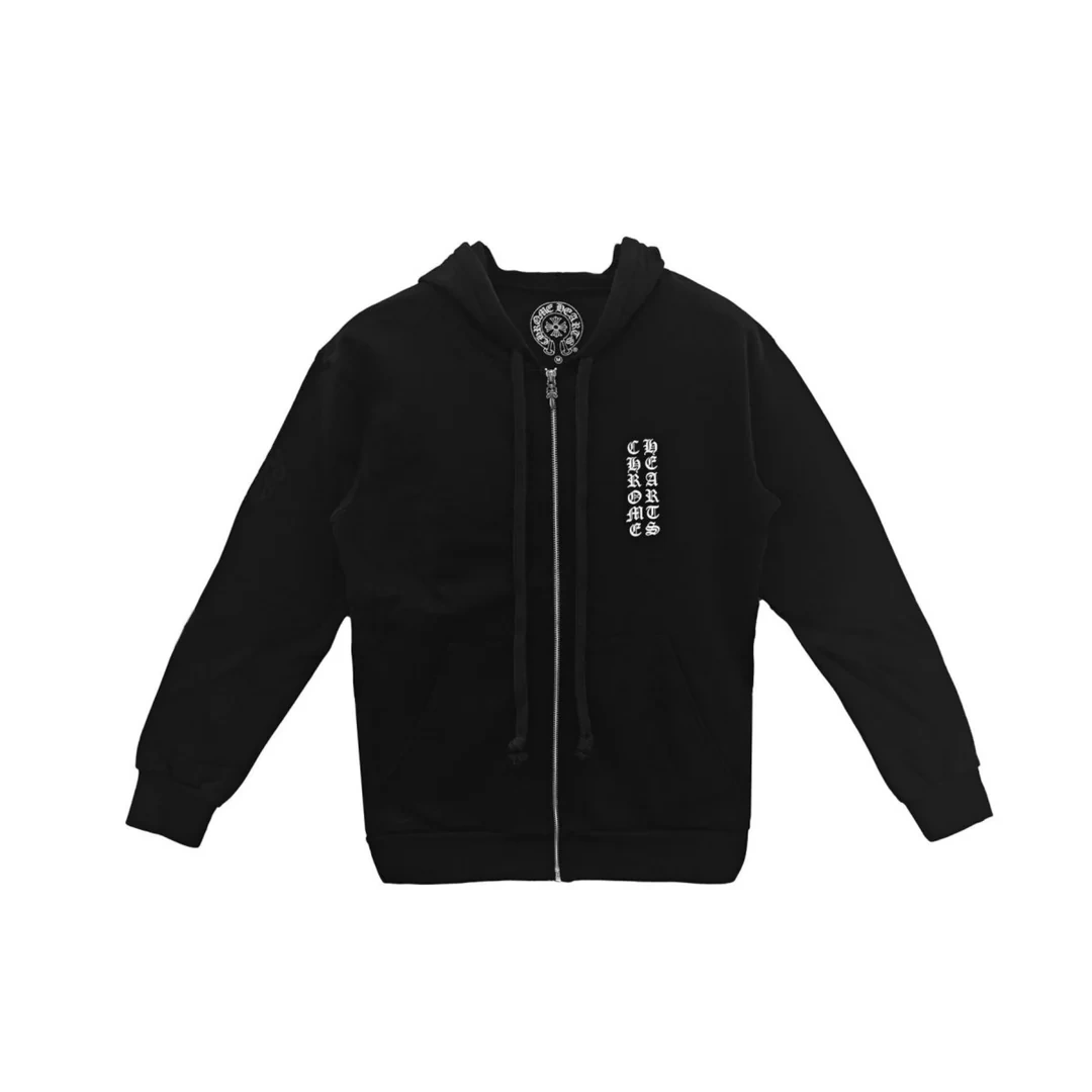 Chrome Hearts Cross Pattern Scroll Logo Zip Up Hoodie Chrome Hearts Cross Pattern Scroll Logo Zip Up Hoodie