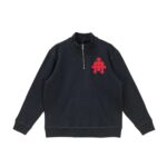 Chrome Hearts Dark Navy With Red Triple Cross Logo Half Zip Sweatshirt