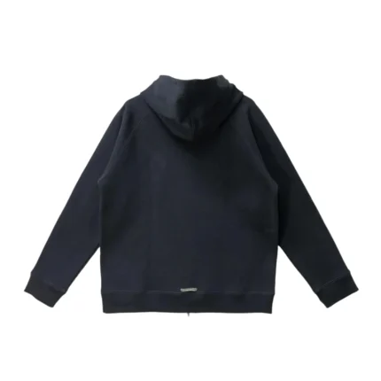Chrome Hearts Dark Navy With Red Triple Cross Logo Zip Up Hoodie