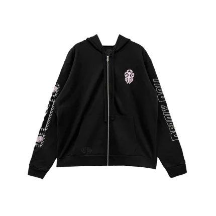 Chrome Hearts Deadly Doll Pink Dagger Logo Zip Up Hoodie