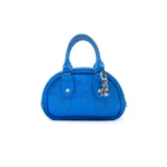 Chrome Hearts Electric Blue Leather Cross Patch Mini Gym Bag