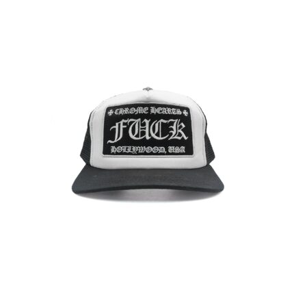 Chrome Hearts Embroidered FU Black & White Baseball Cap