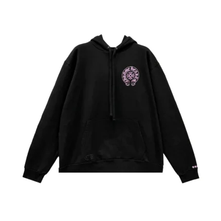 Chrome Hearts Exclusive Pink Horseshoe Logo Pullover Hoodie