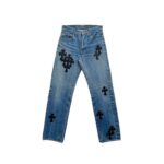 Chrome Hearts Extremely Rare Alligator Cross Patch Jeans