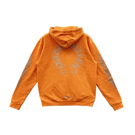 Chrome Hearts Glitter Horseshoe Logo Orange Hoodie