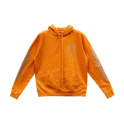 Chrome Hearts Glitter Horseshoe Logo Orange Hoodie