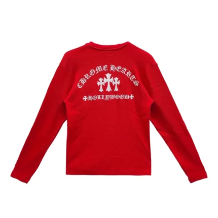 Chrome Hearts Henley Embroidered Thermal Red T-Shirt Tee
