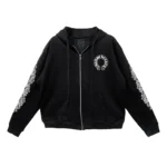 Chrome Hearts Horseshoe Floral Sleeve Thermal Zip Up Hoodie
