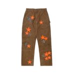 Chrome Hearts Las Vegas Exclusive Orange Leopard Star Leather Patch Carpenter Pants