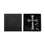 Chrome Hearts Leather Braids Silver Cross Necklace
