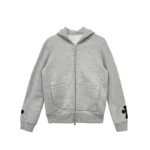 Chrome Hearts Leather Cross Patch Grey Zip Up Hoodie